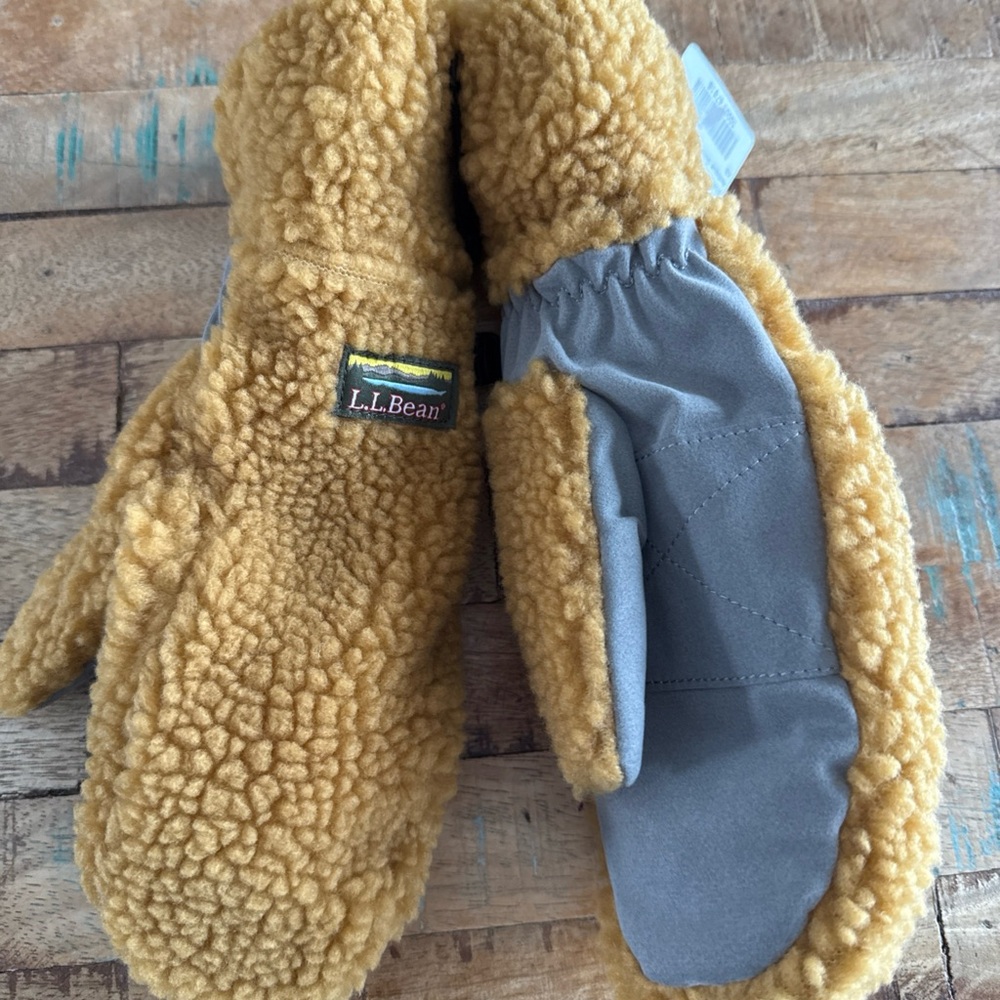 L.L. Bean Kids' Cozy Gold and Gray Mittens